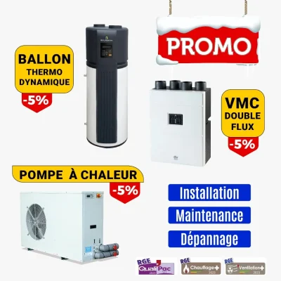 France Énergie Solution lance une offre promotionnelle exceptionnelle : -5% sur l’installation de ballon thermodynamique, pompe à chaleur et VMC double flux